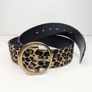Treasure & Bond Leather Belt Soft Calf Hair Cheetah Print Wide Size S